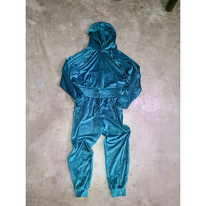 Victorias Secret On Point Luxe Teal Green Velour Diamante top xl bottoms large